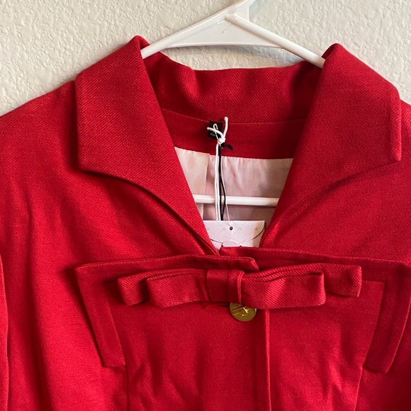 CAbi Womens Scarlet Red Blazer with Gold Accents - Picture 11 of 16
